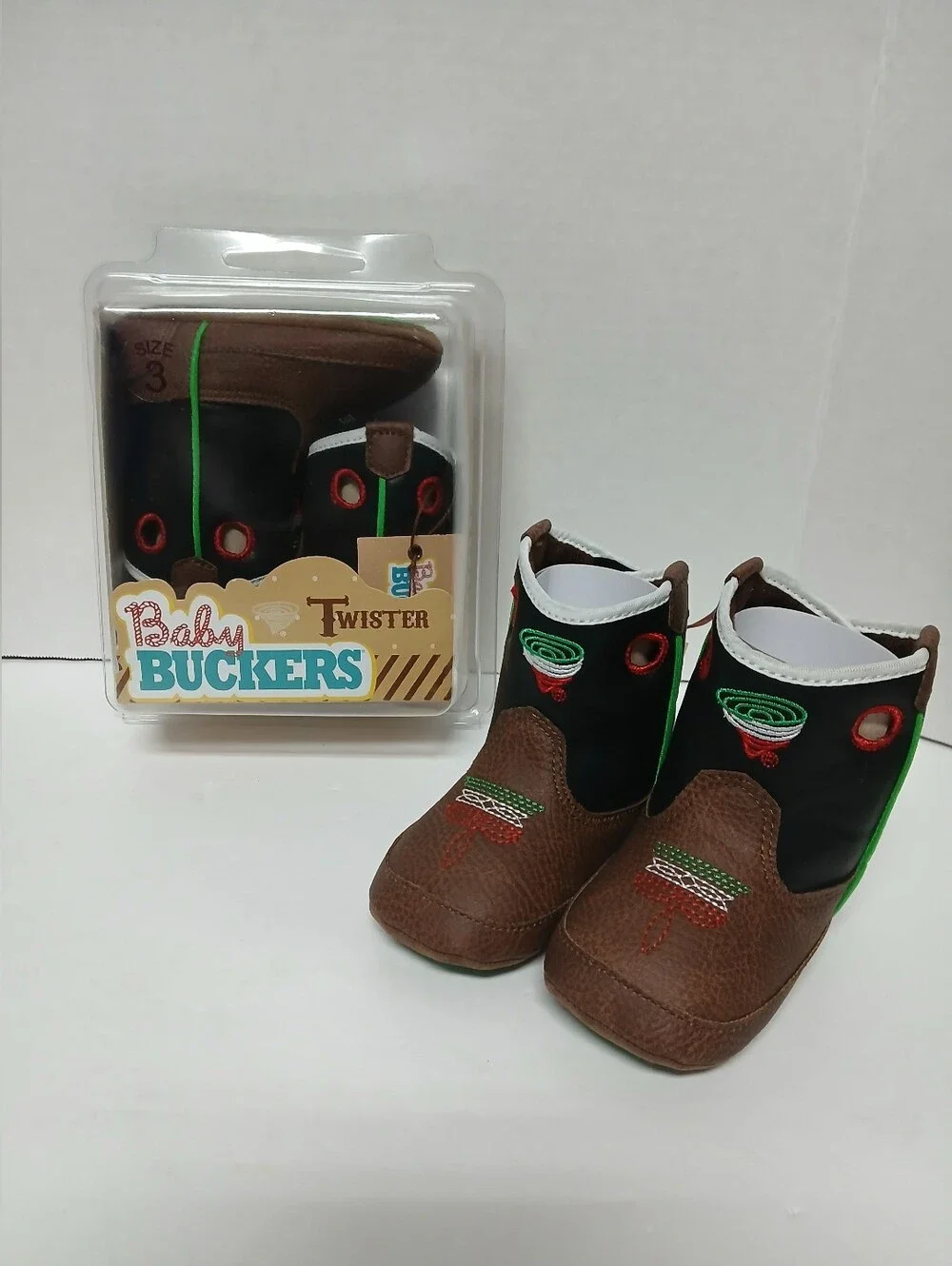 New Kids Brown & Black Cowboy Boot Shoes - Twister Size 3